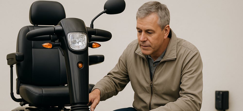 Dagelijkse controle van scootmobielbanden, verlichting en accu om veilig en betrouwbaar te rijden