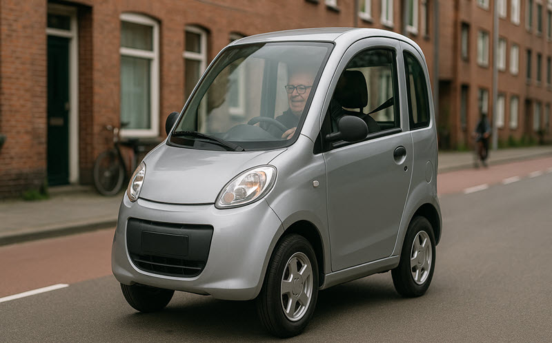 rijbewijsvrije scootmobiel auto in de stad